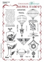 Steampunk Travel Rubber stamp sheet - A5